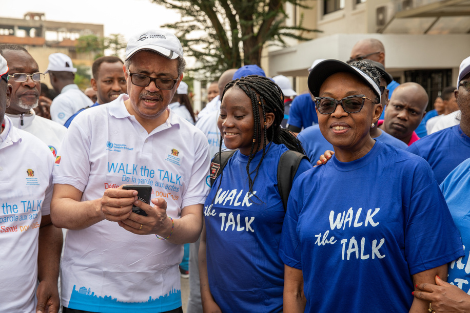 WHO Director-General, Dr Tedros Adhanom Ghebreyesus, and WHO Regional Director for Africa, Dr Matshidiso Moeti, participating in the WALK THE TALK, organized in connection with the Sixty-ninth session of the WHO Regional Committee for Africa held in Brazzaville, Republic of the Congo.