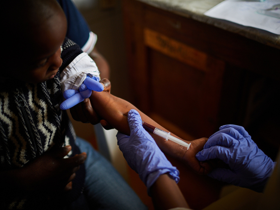 Nurse Nzima Bora draws a blood sample from visitors to Kitatumba Hospital, Butembo. This hospital is receiving support from the WHO.<br><br>North Kivu is the epicentre of Congo's 10th Ebola epidemic, an outbreak declared a global health emergency by the World Health Organization.